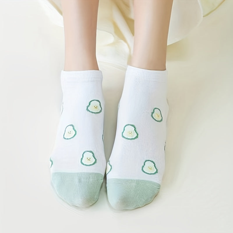 5 Pairs Cartoon Print Socks Low Cut Ankle Socks Women's Stockings