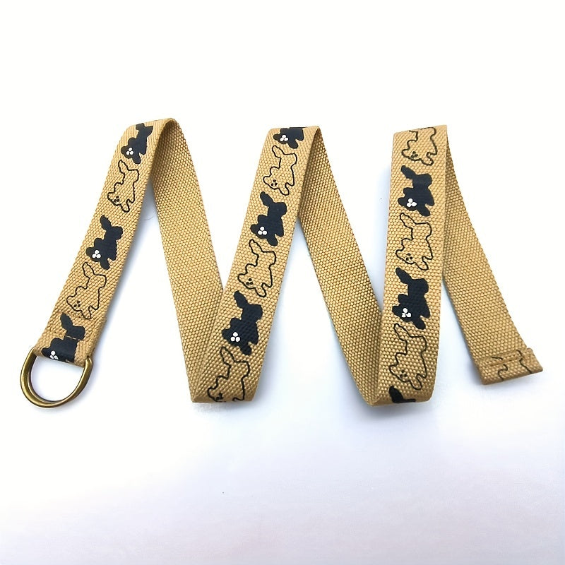 Funny Puppy Print Canvas Belt Casual All-match Pants Students