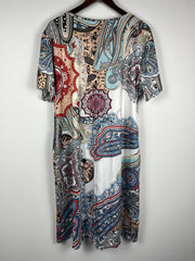 Floral Print Short Sleeve Round Neck Dress With Pockets