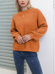 Versatile Knit Pullover Sweater Crew Neck Long Sleeve Women's Clothing