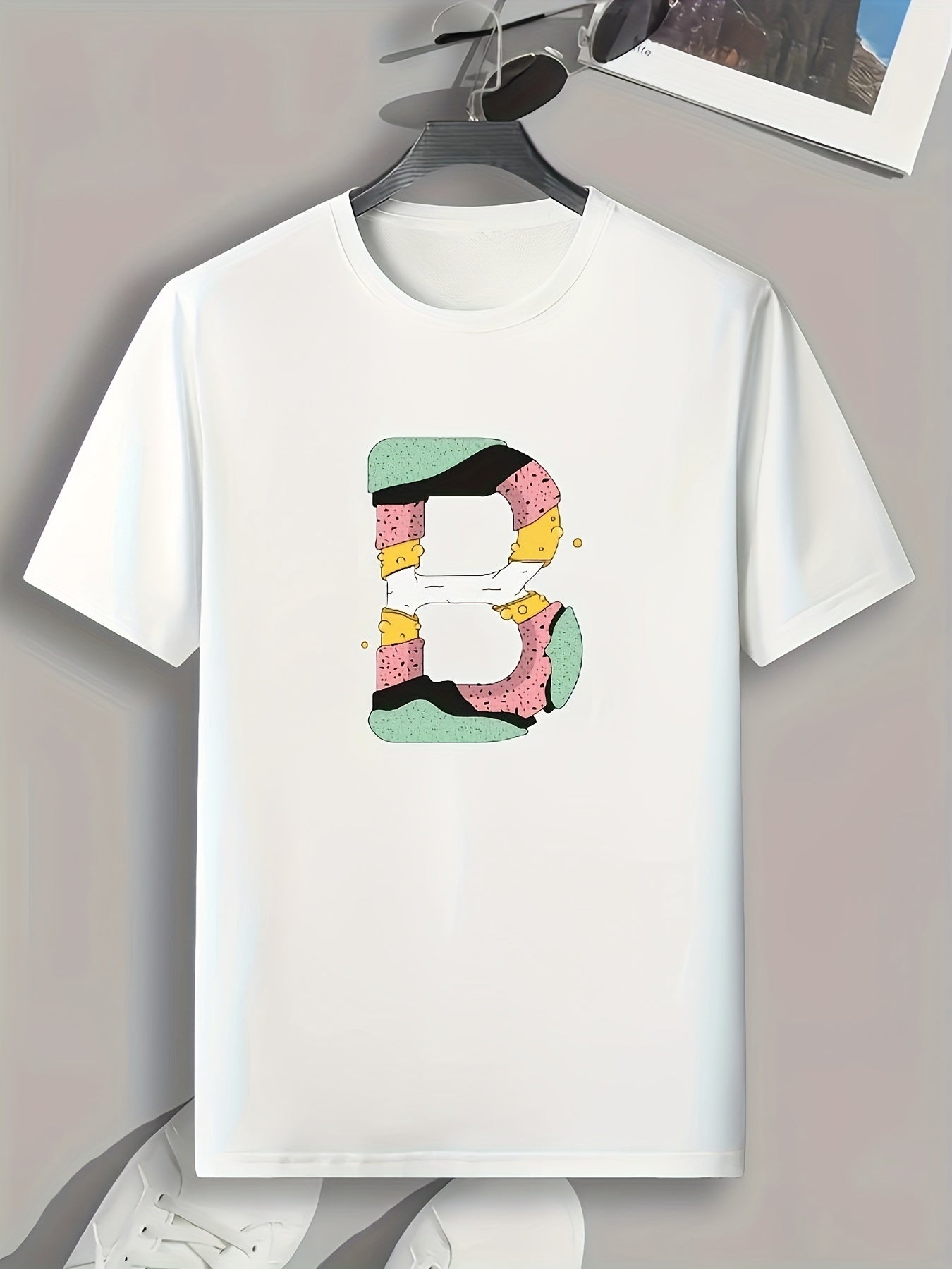 Men's B Print Graphic T shirt Casual Comfy Tee For Summer