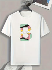 Men's B Print Graphic T shirt Casual Comfy Tee For Summer