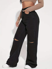 High Waist Wide Leg Straight Jeans Women's Denim Pants