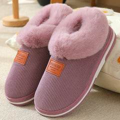Anti slip Winter Warm Shoes Faux Fur Trim Slip on Thermal Shoes