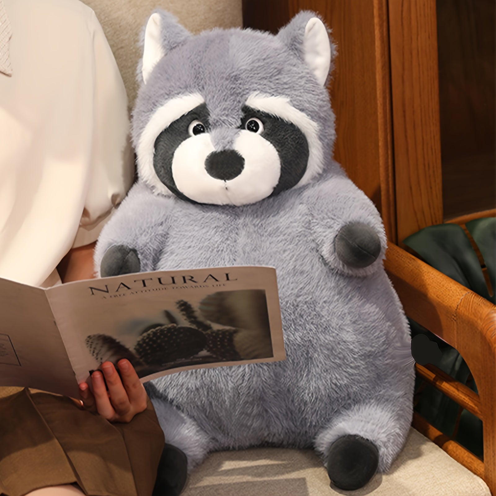 Gray Raccoon Plush Toy for Kids Home Decoration Halloween Gift