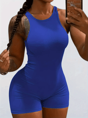 Sexy Bodycon Workout Romper Sleeveless Crew Neck Women's Clothing