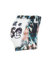 Sexy Shorts Women's Plus Funny Slogan Print Tie Dye