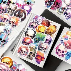 50pcs Laser Skull Series Graffiti Stickers Waterproof DIY Handbook Sticker Pack