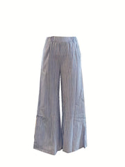 Stripe Print Two piece Set Crew Neck Tank Top & Wide Leg Pants