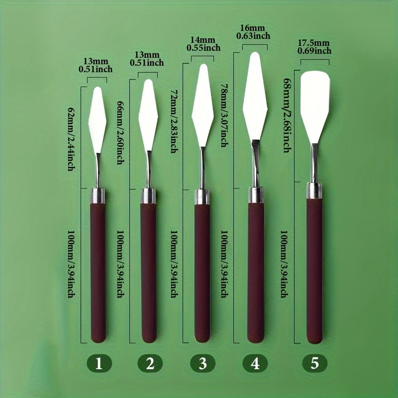 Art Scraper Red Wood Tool Set Water Powder Palette Pick Pointed Head Flat Head