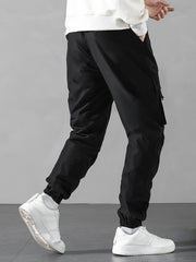 Men Cargo Pants with Drawstring Waist