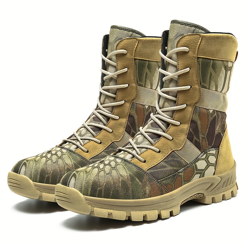 Men's Camo Insulated Hiking Boots High Top Durable Non Slip Lace Up Shoes