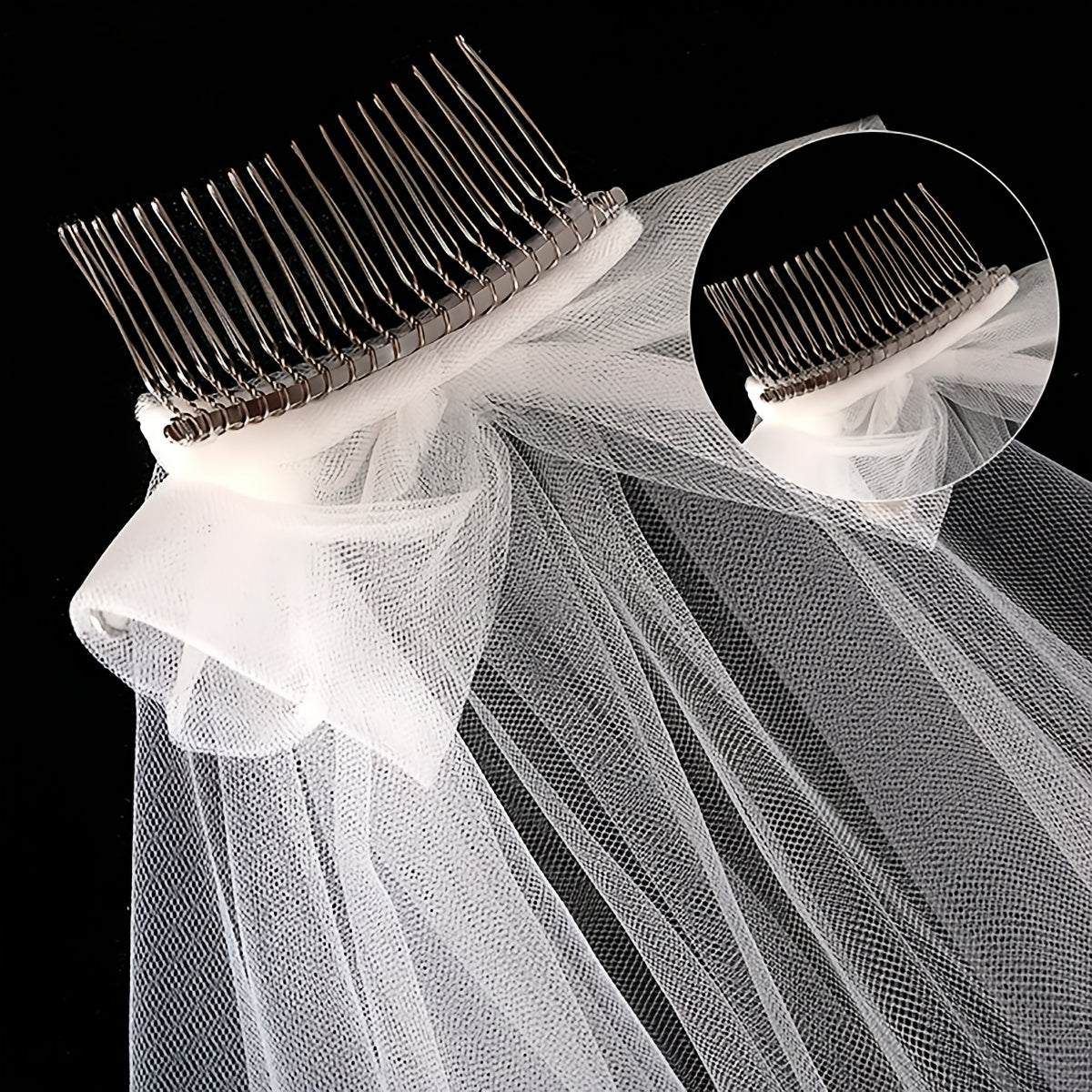 Bridal Veil with Comb Double Layer Ruffled Short Veil Tulle Wedding Bridal Veil