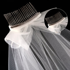 Bridal Veil with Comb Double Layer Ruffled Short Veil Tulle Wedding Bridal Veil