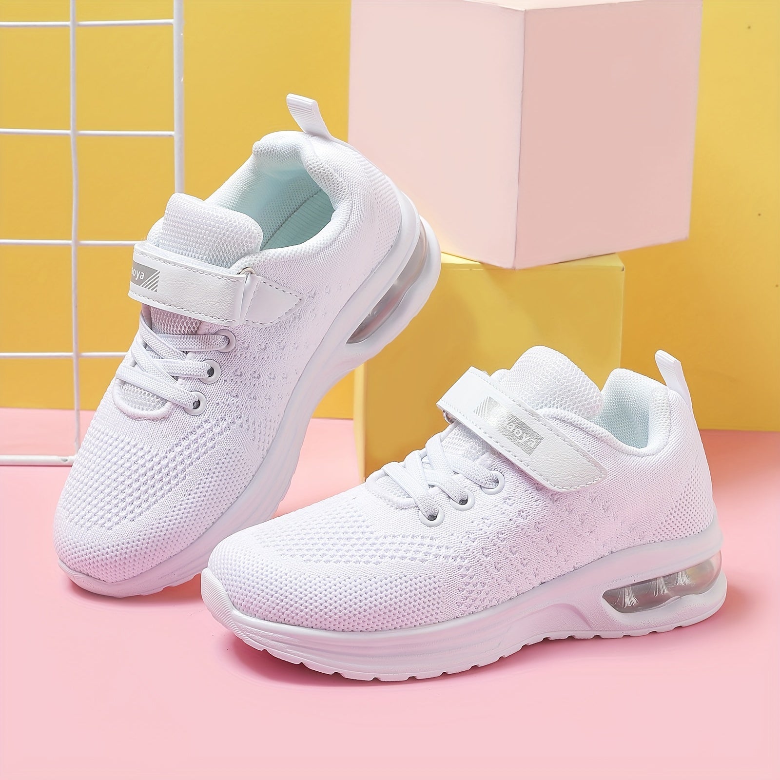 Boys Mesh Striped Lace-up Running Shoes Outdoor Sneakers