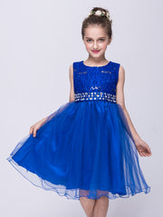 Rhinestone Waistband Sleeveless Formal Dress For Wedding Flower Girl