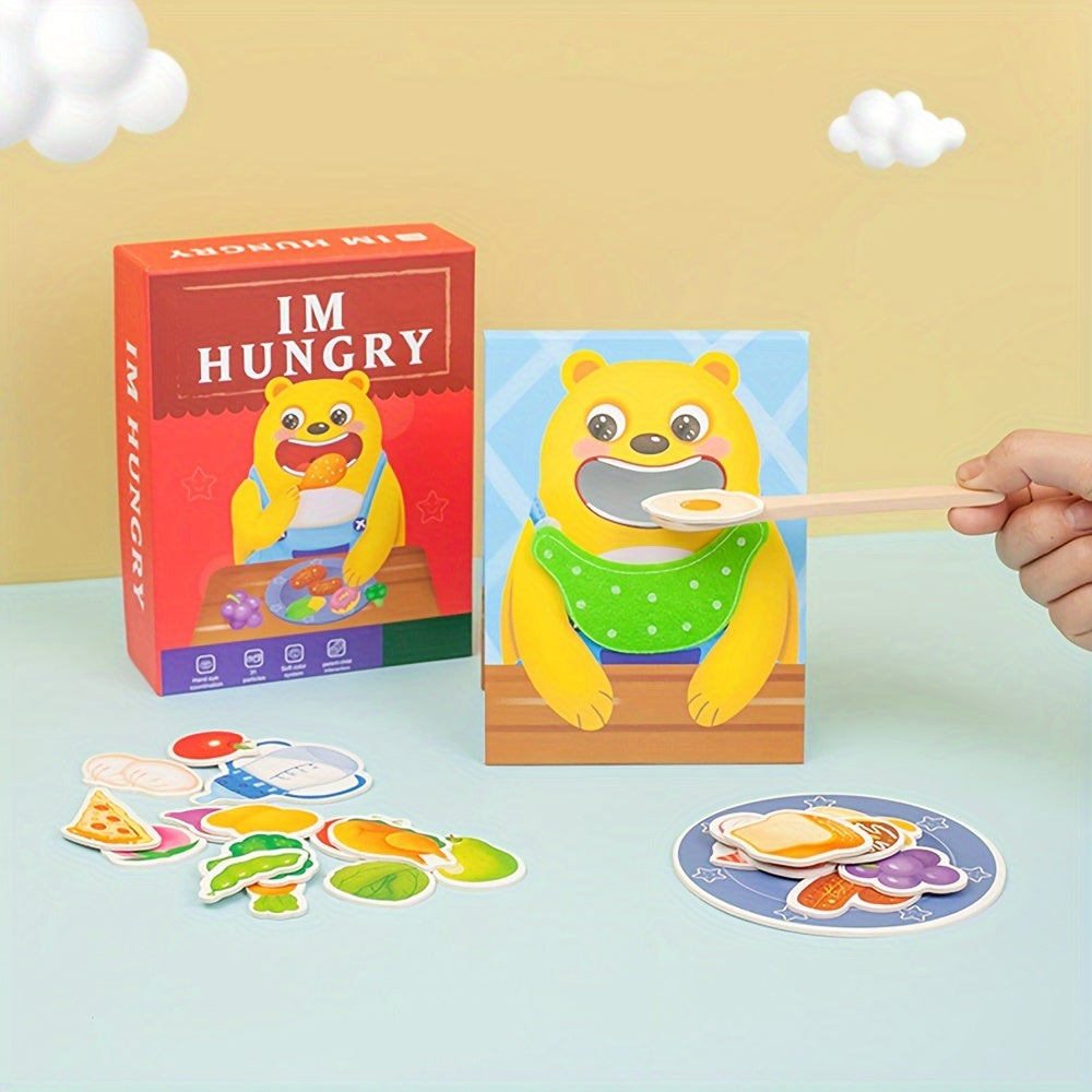 KIZH Wooden Bear Feeding Game Fun Early Learning Toy for Youngsters