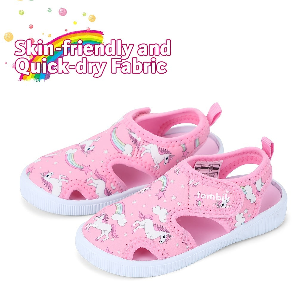 Girls Unicorn Print Sandals Non-slip Wading Shoes