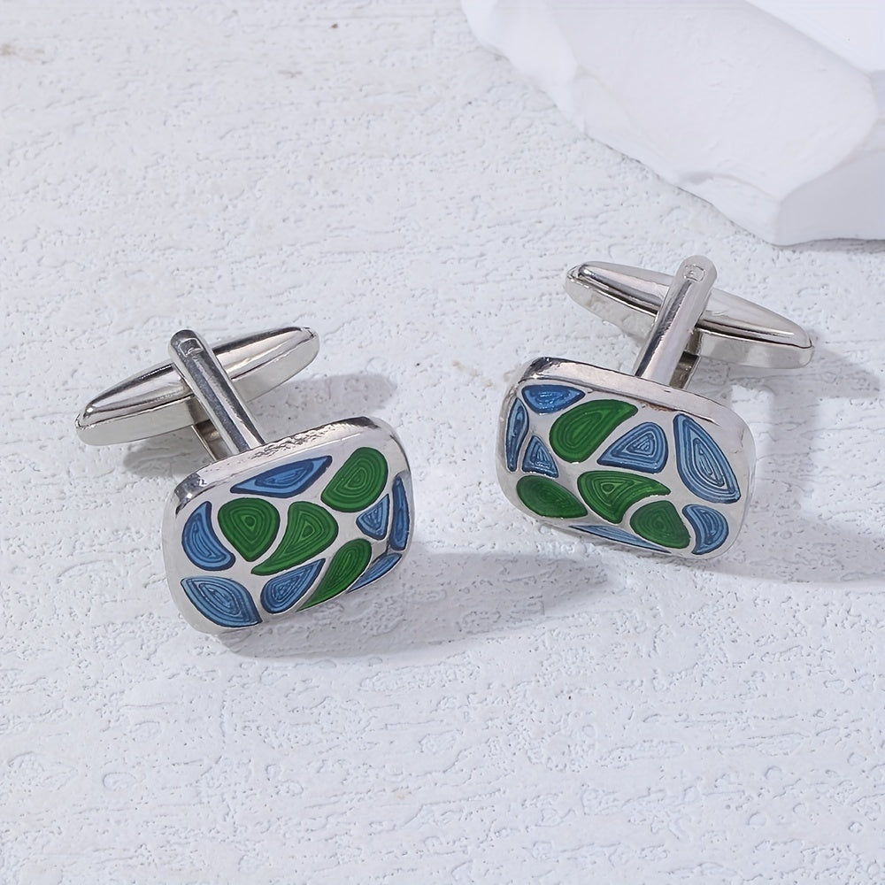 Green Shell Pattern Cufflinks for Wedding Suit