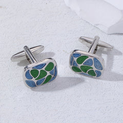 Green Shell Pattern Cufflinks for Wedding Suit