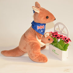 Kangaroo Plush Toy Doll Soft Stuffed Animal with Bandanna Mixed Colors