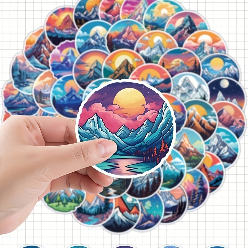 50pcs Dreamy Snow Mountain Vinyl Stickers Waterproof for Laptops Water Bottles