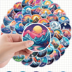 50pcs Dreamy Snow Mountain Vinyl Stickers Waterproof for Laptops Water Bottles