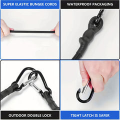 4pcs Bungee Cord Carabiner Hook Heavy Duty Straps Elastic Rope Outdoor