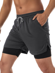 Men's Gym Running Shorts Pockets Quick Dry Workout Short