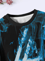 Fire Pattern Long Sleeve Crew Neck Sweatshirt for Boys Girls