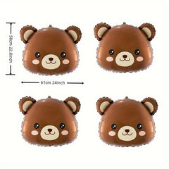 5pcs Giant Bear Head Balloons 60 Jungle Safari Forest Animals Bear Foil Balloons