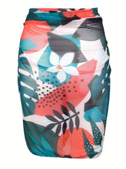 Boho Bikini Bottoms & Tropical Wrap Cover Up Set