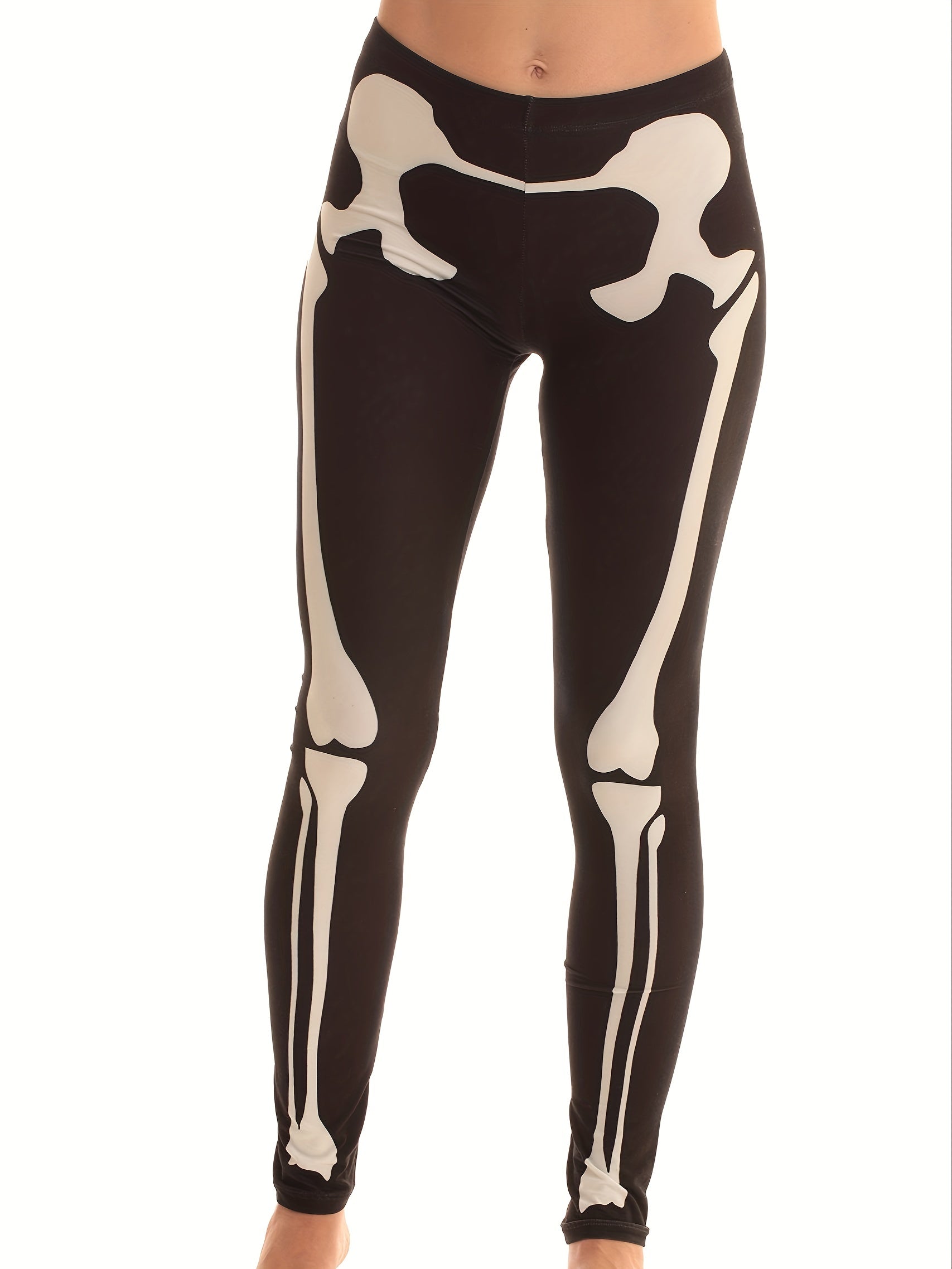 Goth Skull Print High Rise Leggings
