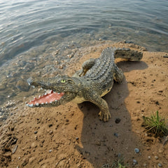 Durable Prehistoric Crocodile Model with Open Mouth & Fangs for Outdoor Use