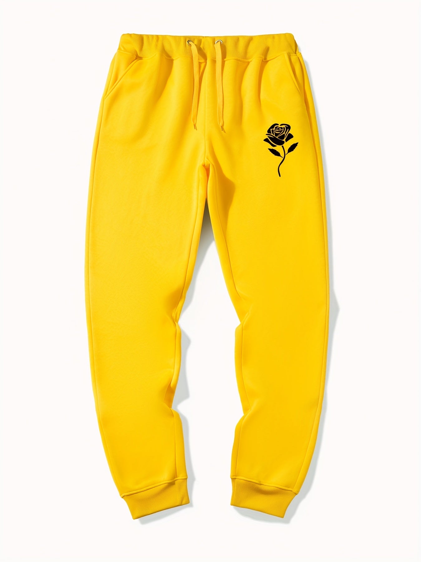 Rose Pattern Stretch Graphic Joggers Sweatpants for Men