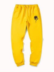 Rose Pattern Stretch Graphic Joggers Sweatpants for Men