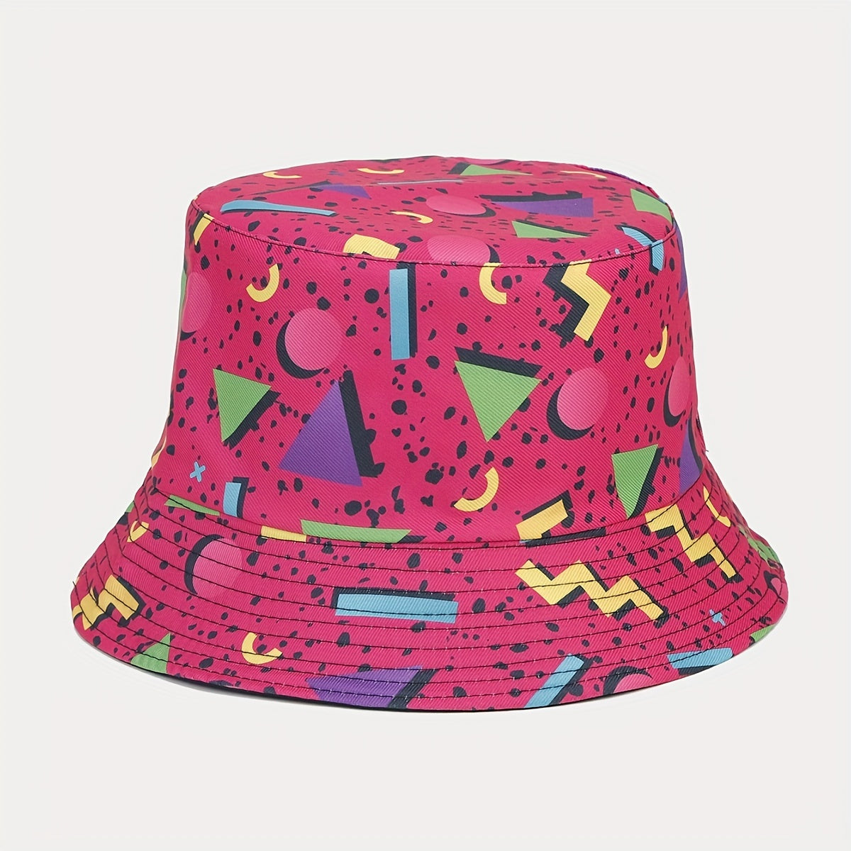 Geometric Pattern Reversible Bucket Hat Sun Protection Sunshade Hat