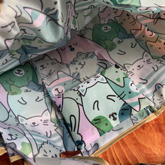 Cartoon Print Casual Tote Bag Large Capacity Foldable Shopping Shoulder Bag