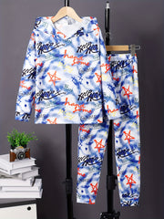 Graffiti Pattern Boy's 2pcs Hoodie & Sweatpants Set Tie Dye Casual Outfits