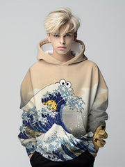 Boy's 3D Wave Print Hoodie Kid's Hooded Sweatshirt Spring Fall Outdoor