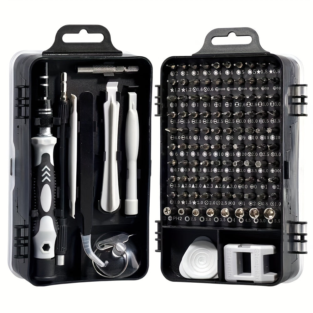 115 in 1 Tool Box Hardware Set with Screwdriver, Magnetizer & Suction Cup