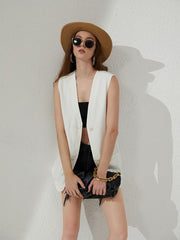 Sleeveless Denim Waistcoat Patch Pocket Button Loose Casual Denim Vest