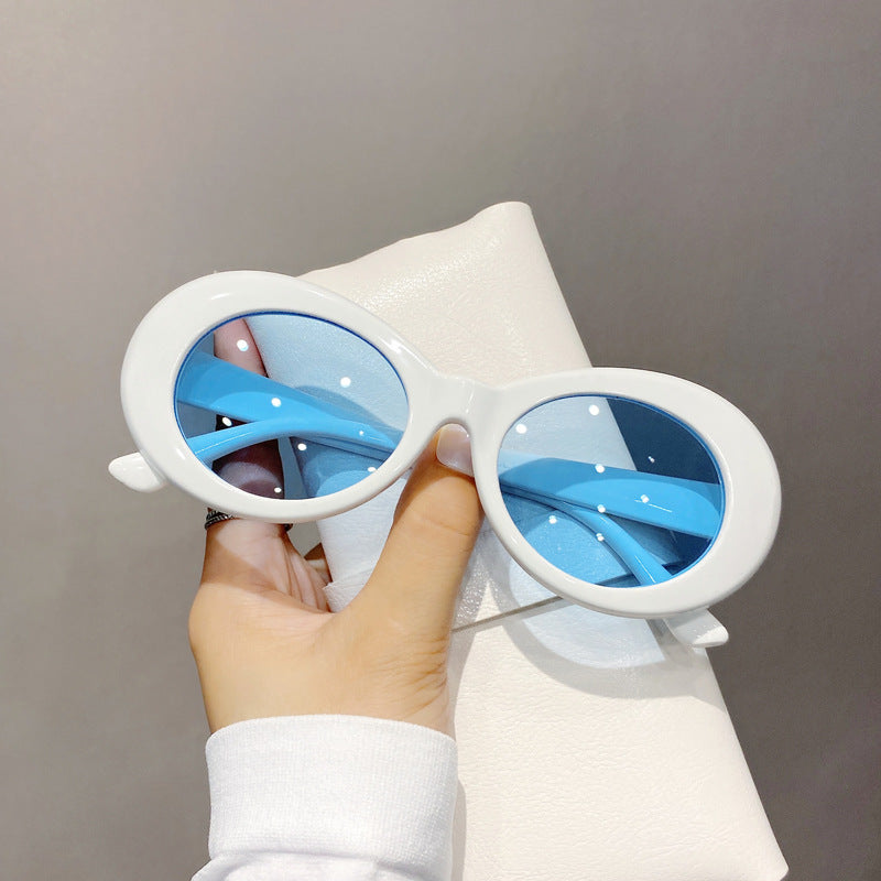 Oval Thick Frame Sunglasses Y2k Oval Sunglasses Round Lens Clout Glasses Goggles
