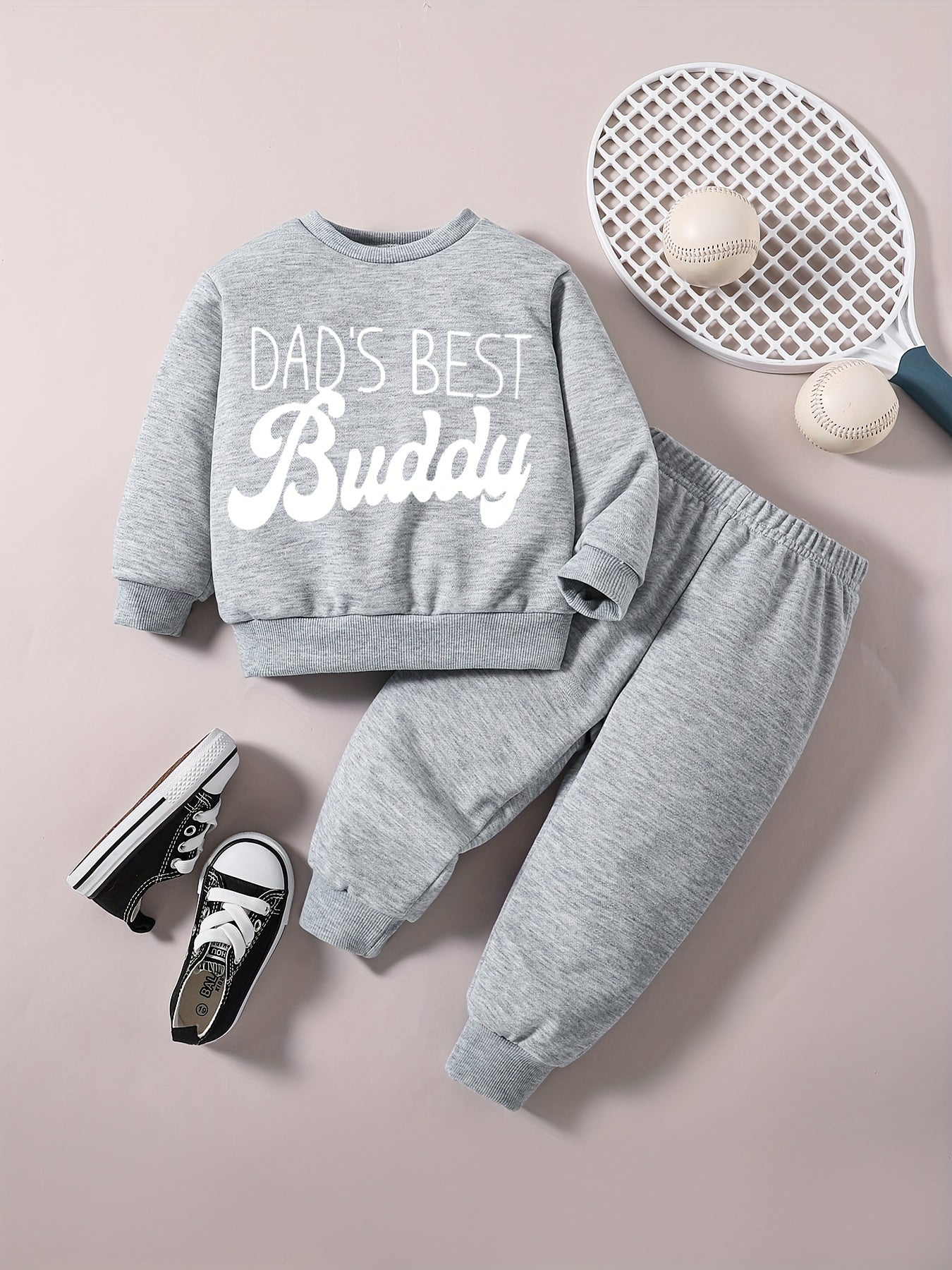Baby Boy Casual Suit Letter Print Graphic Sweatshirt Pants Set Kids Clothes
