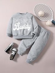 Baby Boy Casual Suit Letter Print Graphic Sweatshirt Pants Set Kids Clothes