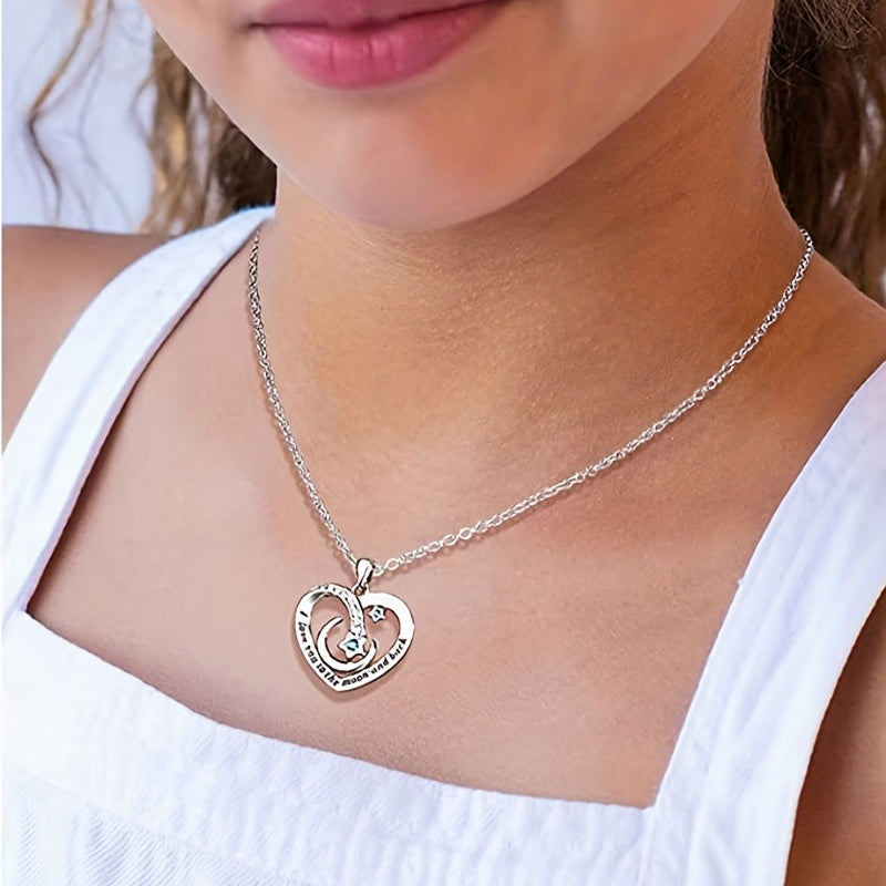 Heart Moon Star Copper Zircon Pendant Necklace with Gift Card Box