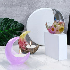 Moon Shape Candle Holder Resin Molds for DIY Candle Ornament Making