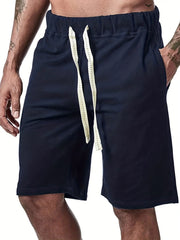 Cotton Drawstring Cargo Shorts Men's Casual Solid Cargo Shorts