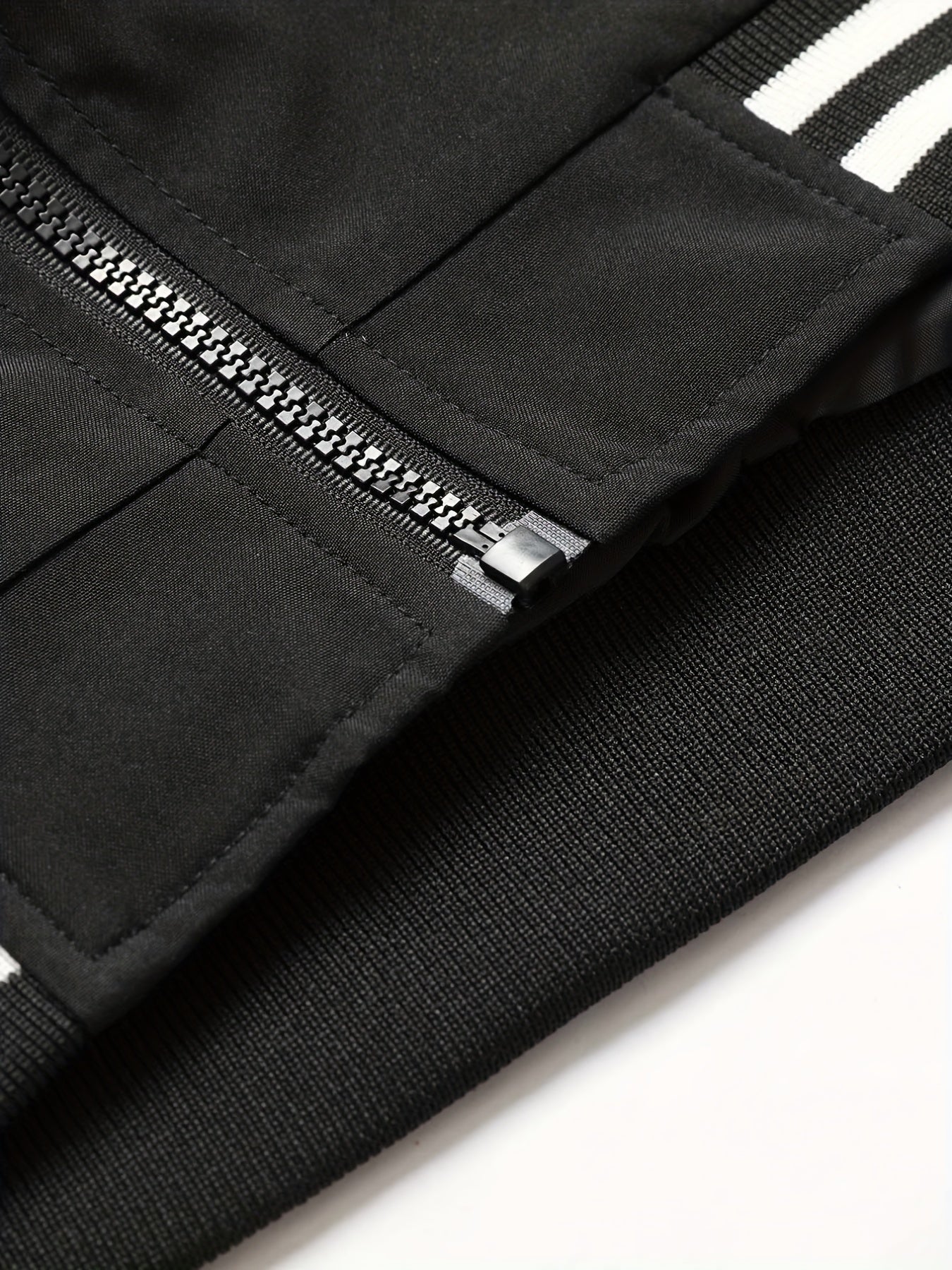 Men's Striped Zip Up Stand Collar Jacket