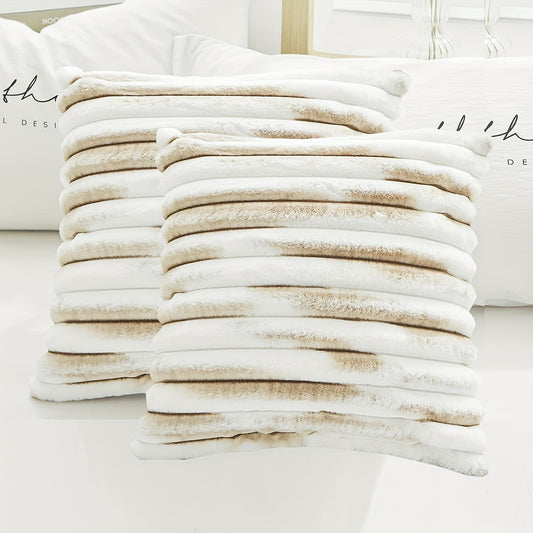 2pcs Gradient Striped Throw Pillow Covers Velvet Square Pillowcase